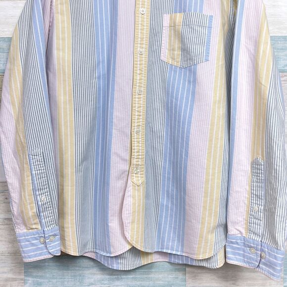 Brooks Brothers Red Fleece Pastel Striped Oxford Shirt Blue Pink Vintage Mens XL - Picture 3 of 8